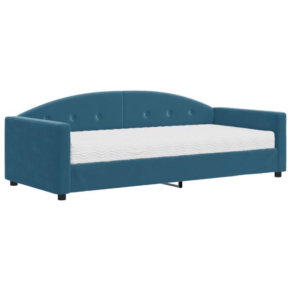 vidaXL Sof&aacute; cama con colch&oacute;n terciopelo azul 90x200 cm