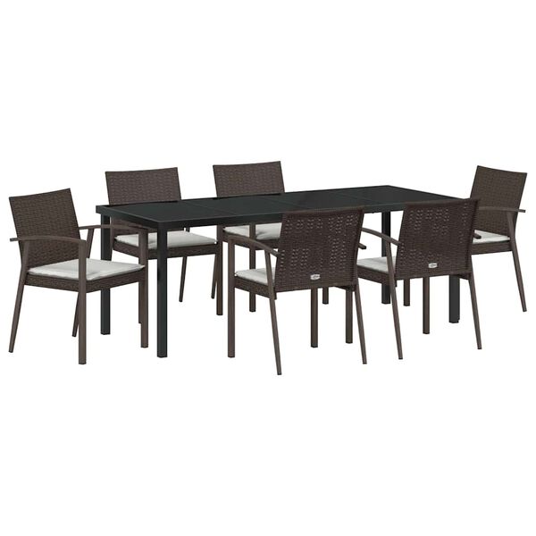 vidaXL Conjunto de Comedor de Jard&iacute;n 7 pcs Marr&oacute;n y Negro