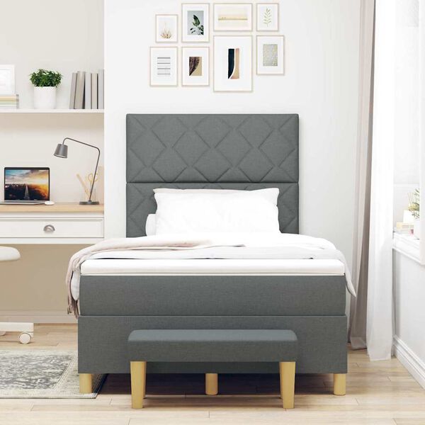 vidaXL Cama tipo Box Spring con colch&oacute;n Gris oscuro 120 x 190 cm tela