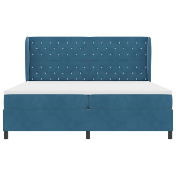 vidaXL Cama tipo Box Spring Azul Oscuro 200 x 200 cm Poli&eacute;ster