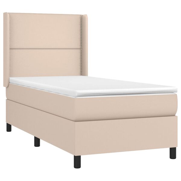vidaXL Cama box spring con colch&oacute;n cuero sint&eacute;tico capuchino 80x200 cm