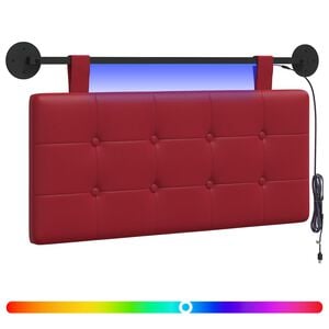 vidaXL Cabecero colgante Con luz LED Rojo vino Cuero sint&eacute;tico