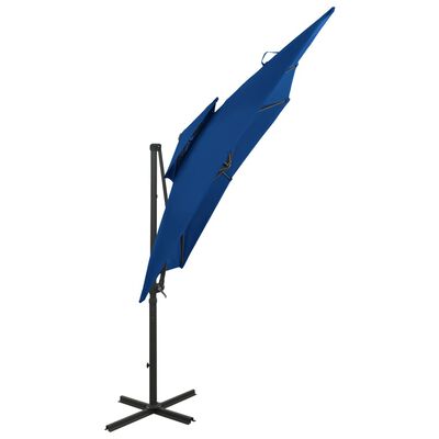 vidaXL Sombrilla voladiza con tapa doble azul azure 250x250 cm