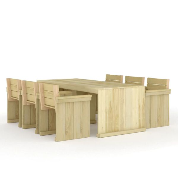 vidaXL Set de comedor de jard&iacute;n 7 piezas madera pino impregnada