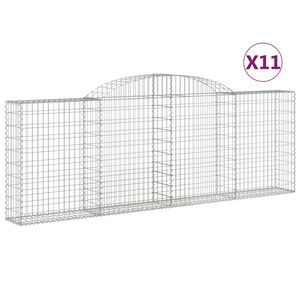 vidaXL Cestas de gaviones 11 uds forma arco hierro 300x30x100/120 cm