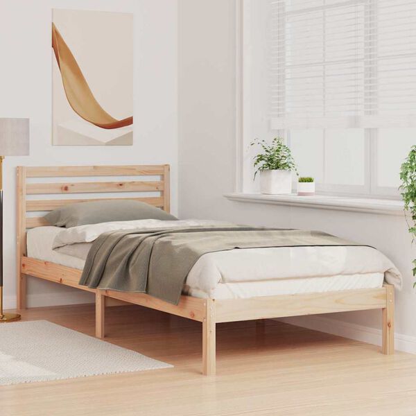 vidaXL Estructura de cama Marrón 90 x 220 cm Madera de pino macizo