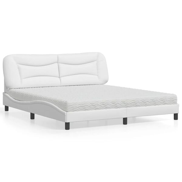vidaXL Cama con colch&oacute;n Hvar cuero sint&eacute;tico blanco 180x200 cm