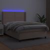 vidaXL Cama box spring colch&oacute;n LED cuero sint&eacute;tico capuchino 140x200cm