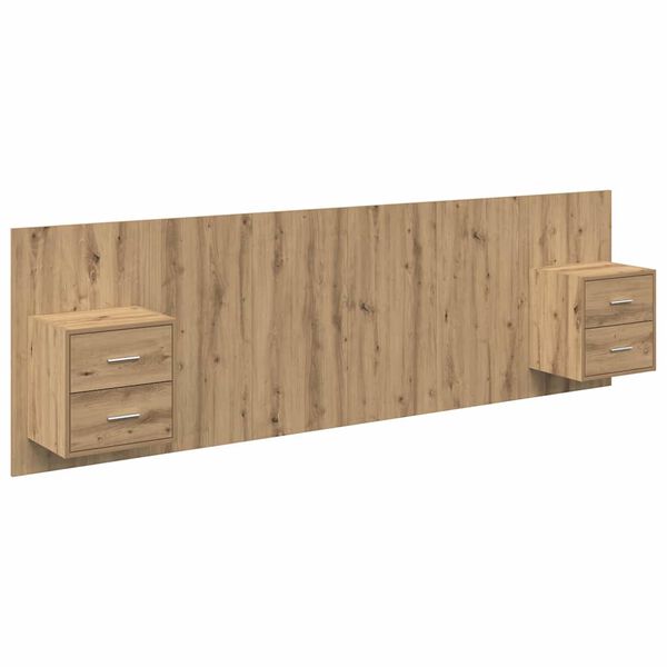 vidaXL Cabecero con Mueble 3 pcs Roble artesanal Madera de ingenier&iacute;a