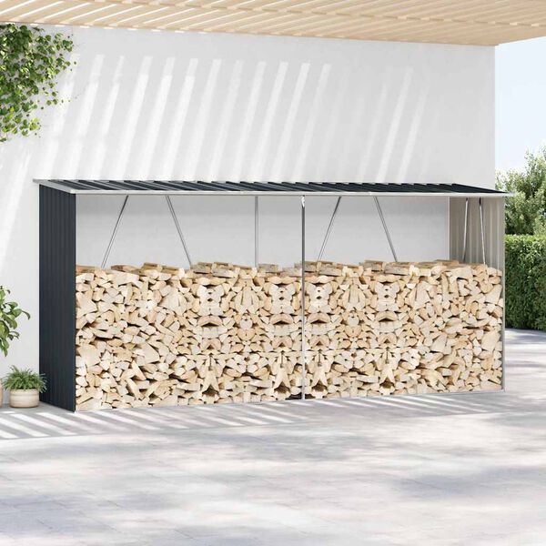 vidaXL Casetilla leña acero galvanizado gris antracita 330x84x152 cm