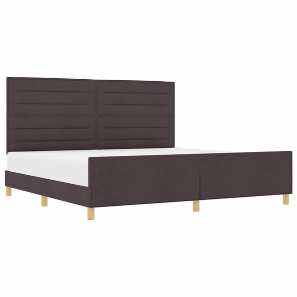 vidaXL Estructura de cama con cabecera Marr&oacute;n oscuro 200 x 200 cm tela