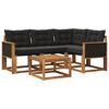 vidaXL Conjunto de sof&aacute;s de exterior con coj&iacute;n 5 pcs Natural y negro