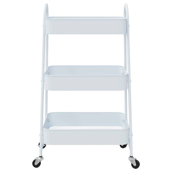 vidaXL Carrito de almacenaje 3 niveles acero blanco 42x41,5x77 cm