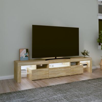 vidaXL Mueble de TV con luces LED roble Sonoma 200x36,5x40 cm