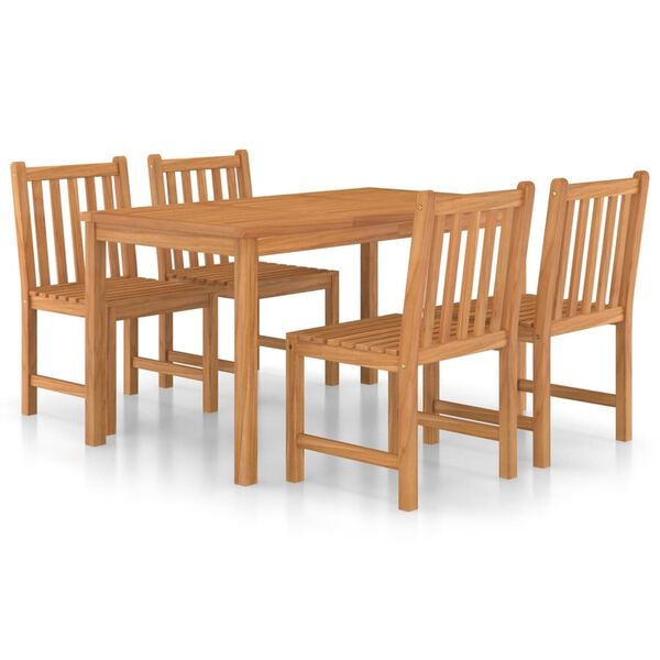 vidaXL Conjunto de comedor de jard&iacute;n de 5 piezas, 140 x 80 cm, madera maciza de teca