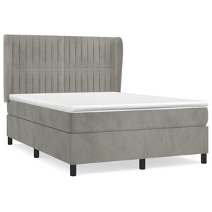 vidaXL Cama box spring con colch&oacute;n terciopelo gris claro 140x200 cm