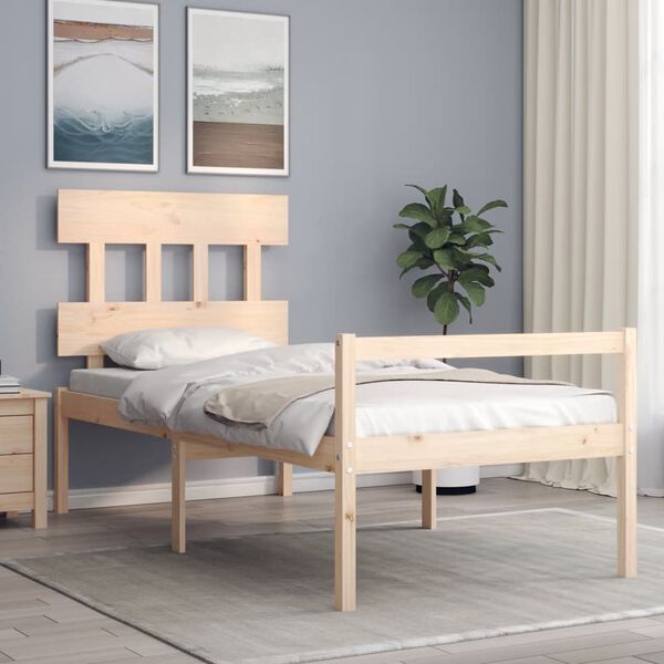 vidaXL Cama para personas mayores con cabecero madera maciza