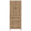 vidaXL Aparador alto con caj&oacute;n 2 pcs Roble artesanal