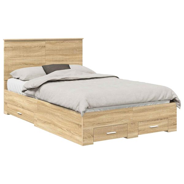 vidaXL Estructura de cama con cabecera Roble Sonoma 120 x 200 cm