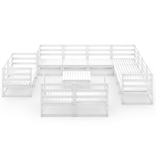 vidaXL Set de sal&oacute;n de jard&iacute;n de 12 piezas blanco madera maciza pino
