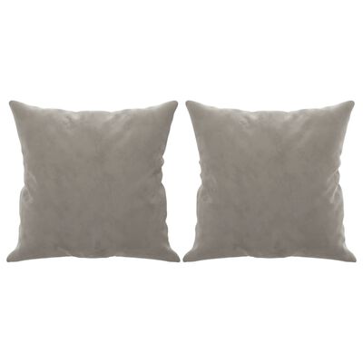 vidaXL Sofá 2 plazas almohadas y cojines terciopelo gris claro 120 cm