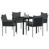 vidaXL Conjunto de Comedor de Jard&iacute;n 5 pcs Negro y Gris