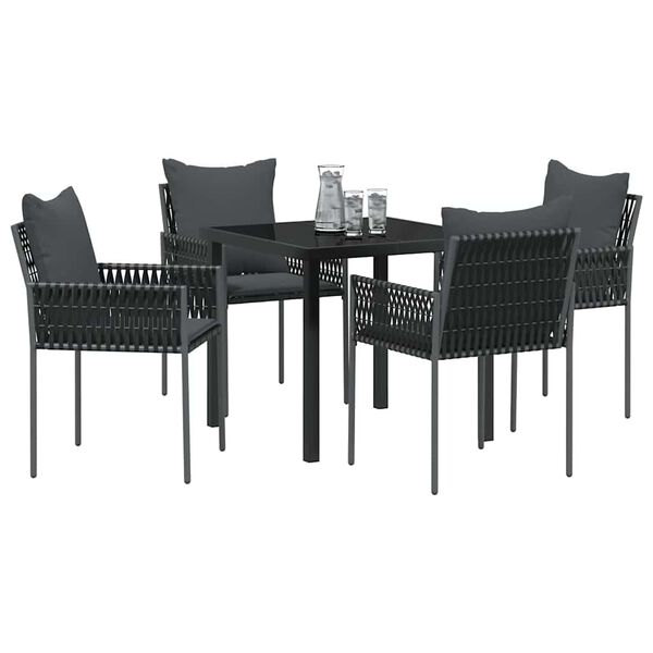 vidaXL Conjunto de Comedor de Jard&iacute;n 5 pcs Negro y Gris