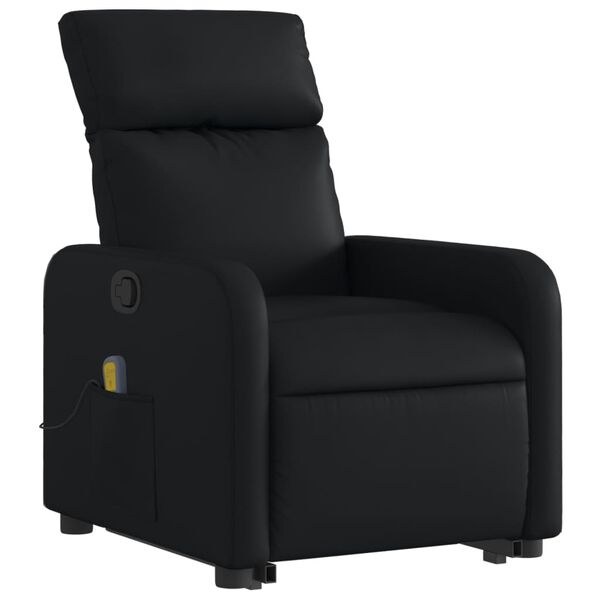 vidaXL Sillón reclinable de masaje de pie cuero artificial negro