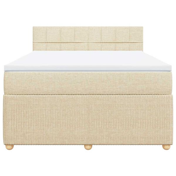 vidaXL Cama box spring con colch&oacute;n tela color crema 140x190 cm