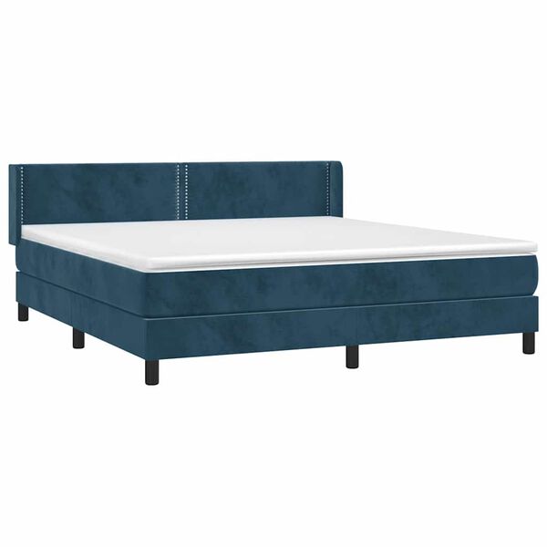 vidaXL Cama box spring con colch&oacute;n terciopelo azul oscuro 180x200 cm