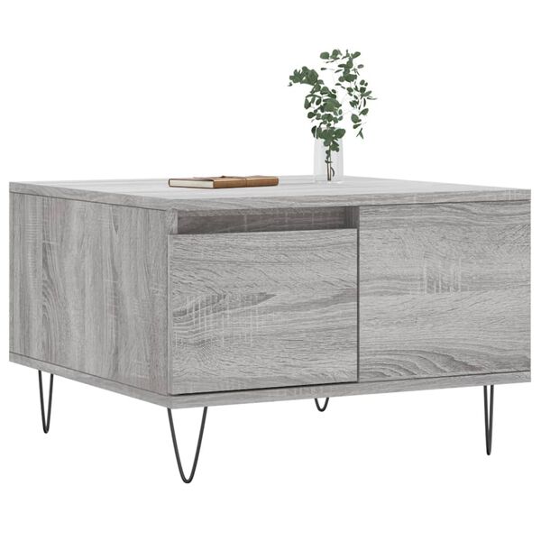 vidaXL Mesa de centro madera contrachapada gris Sonoma 55x55x36,5 cm
