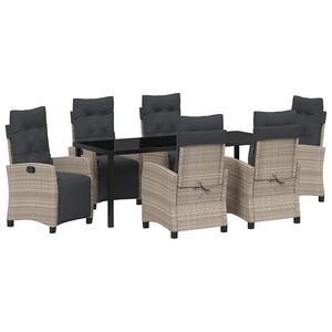 vidaXL Conjunto de Comedor de Jard&iacute;n 7 pcs Gris Claro rat&aacute;n sint&eacute;tico