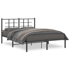 vidaXL Estructura cama sin colch&oacute;n con cabecero metal negro 135x190 cm