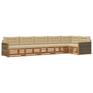vidaXL Conjunto de sof&aacute;s de exterior con coj&iacute;n 6 pcs Natural y Beige