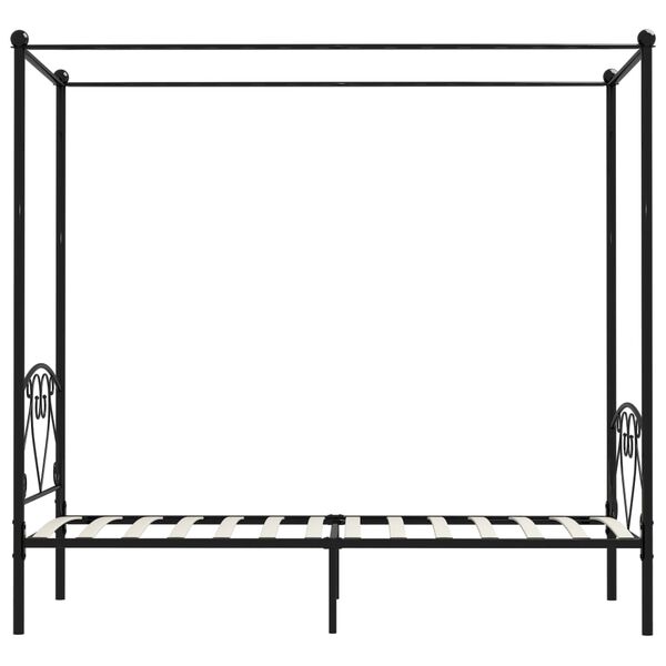 vidaXL Estructura cama con dosel sin colch&oacute;n metal negro 120x200 cm