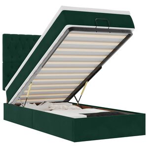 vidaXL Estructura cama otomana colchones verde oscuro 90x190cm