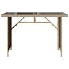 vidaXL Mesa de jard&iacute;n superficie de vidrio rat&aacute;n PE beige 110x68x70 cm