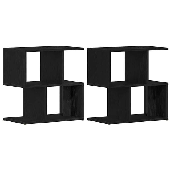 vidaXL Armario de Noche 2 pcs Roble Negro 50 x 30 x 51,5 cm