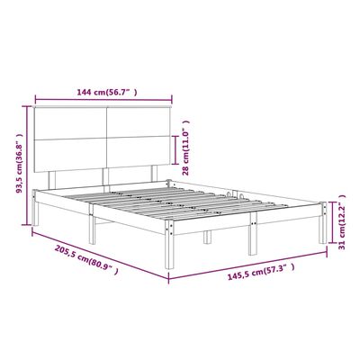 vidaXL Estructura de cama de madera de pino maciza blanca 140x200 cm