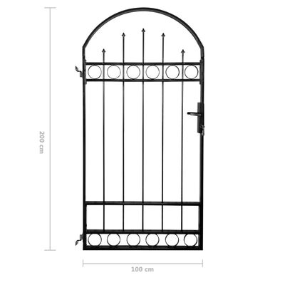 vidaXL Puerta de valla con arco 100x200 cm