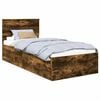 vidaXL Estructura de cama con cabecera Roble ahumado 90 x 200 cm