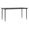 vidaXL Mesa comedor jard&iacute;n acero y vidrio templado negro 160x80x74 cm