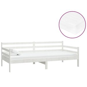 vidaXL Sofá cama con colchón madera de pino maciza blanco 90x200 cm