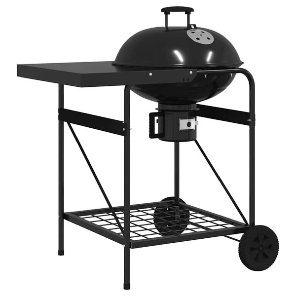 vidaXL Parrilla al aire libre con rueda Negro 91 x 71 x 107 cm Metal