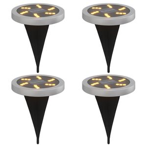 vidaXL Luces solares suelo jard&iacute;n con picos tierra blanco c&aacute;lido 4 uds