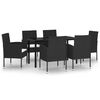vidaXL Juego de comedor para jard&iacute;n 7 piezas negro