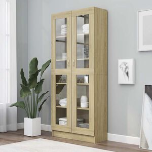 vidaXL Vitrina de madera de ingenier&iacute;a roble Sonoma 82,5x30,5x185 cm