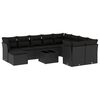 vidaXL Set de sof&aacute;s de jard&iacute;n 11 pzas y cojines rat&aacute;n sint&eacute;tico negro