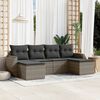 vidaXL Set de muebles de jard&iacute;n 6 pzas y cojines rat&aacute;n sint&eacute;tico gris