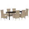 vidaXL Conjunto de Comedor de Jard&iacute;n 7 uds. Beige rat&aacute;n sint&eacute;tico